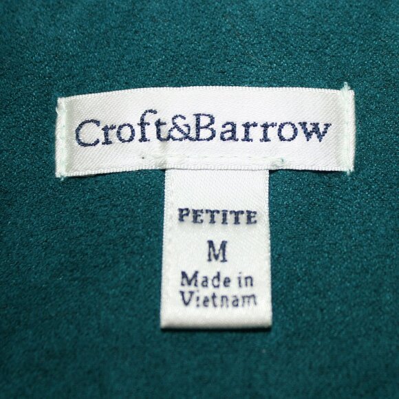 CROFT & BARROW Vest Quilted Gorpcore Suede Puffer Teal Blue Green PM - Picture 5 of 12